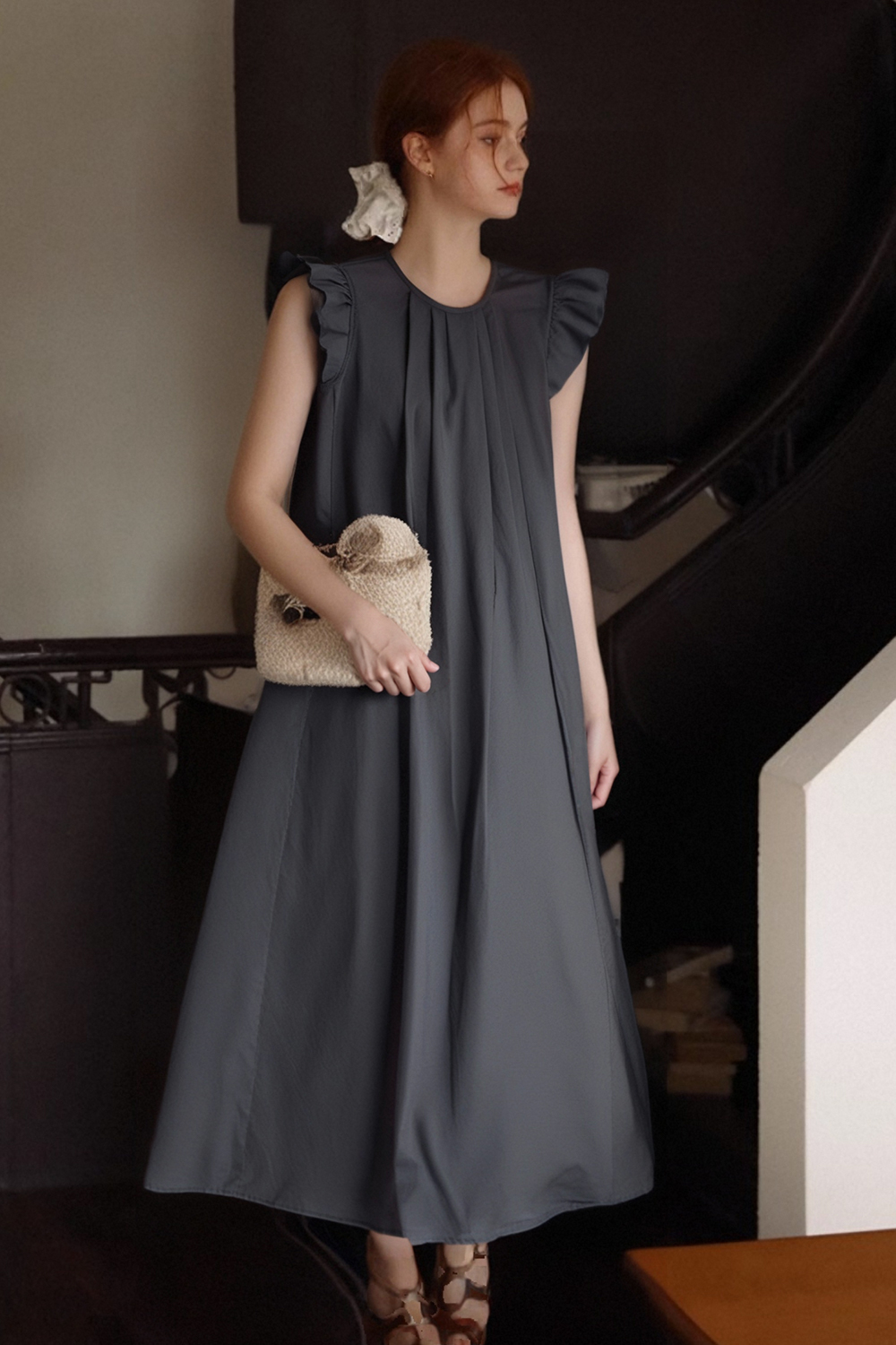 100% Cotton Loose Pleated Dress