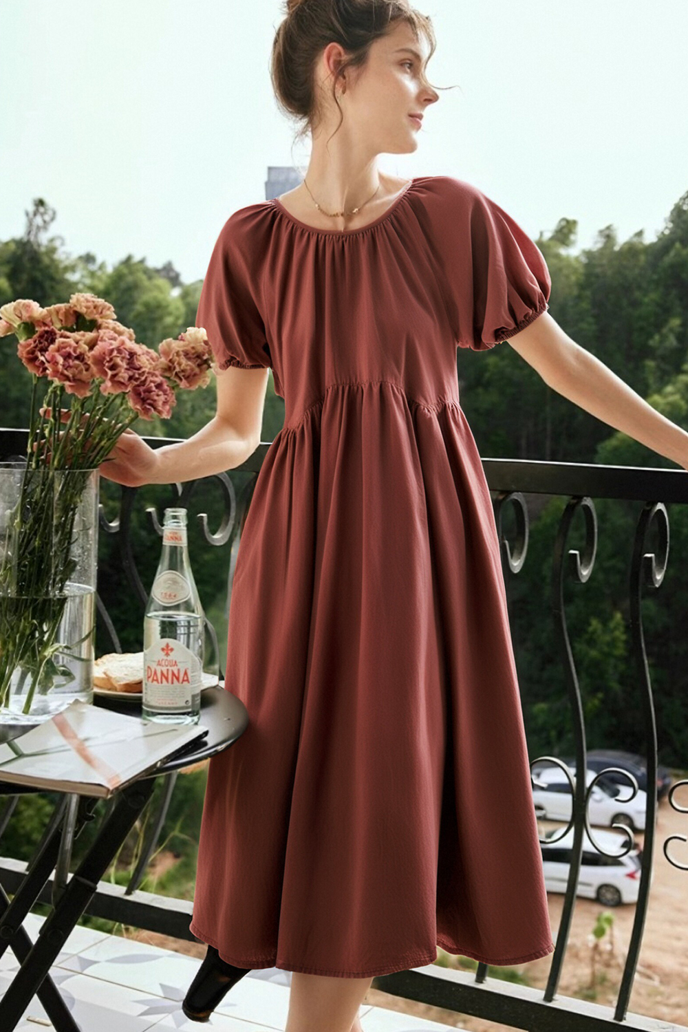 100% Cotton Loose Round Neck Dress