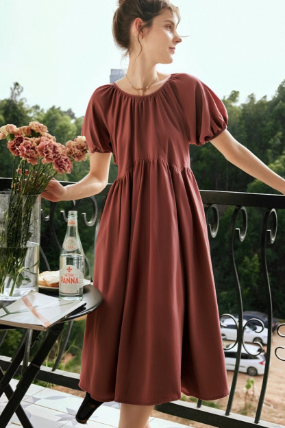 100% Cotton Loose Round Neck Dress