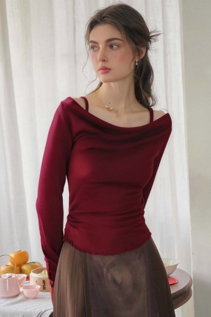 Swing Collar Fake Two-Piece Sweater