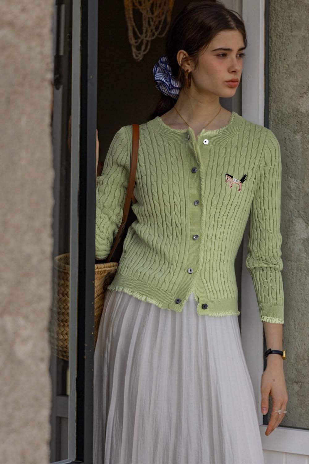 Pony Embroidered Knitted Cardigan
