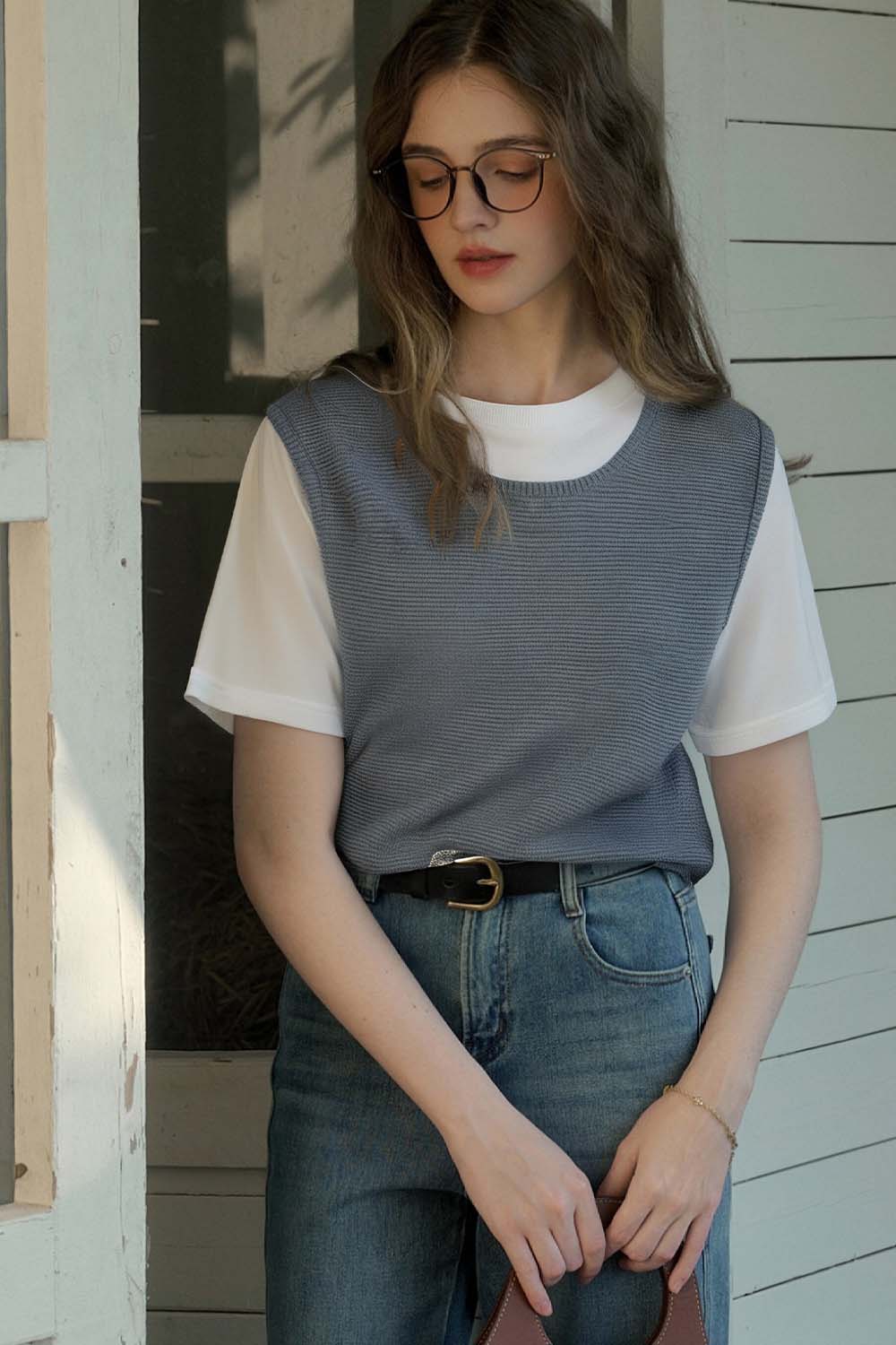 Simple Knit Overlay Top