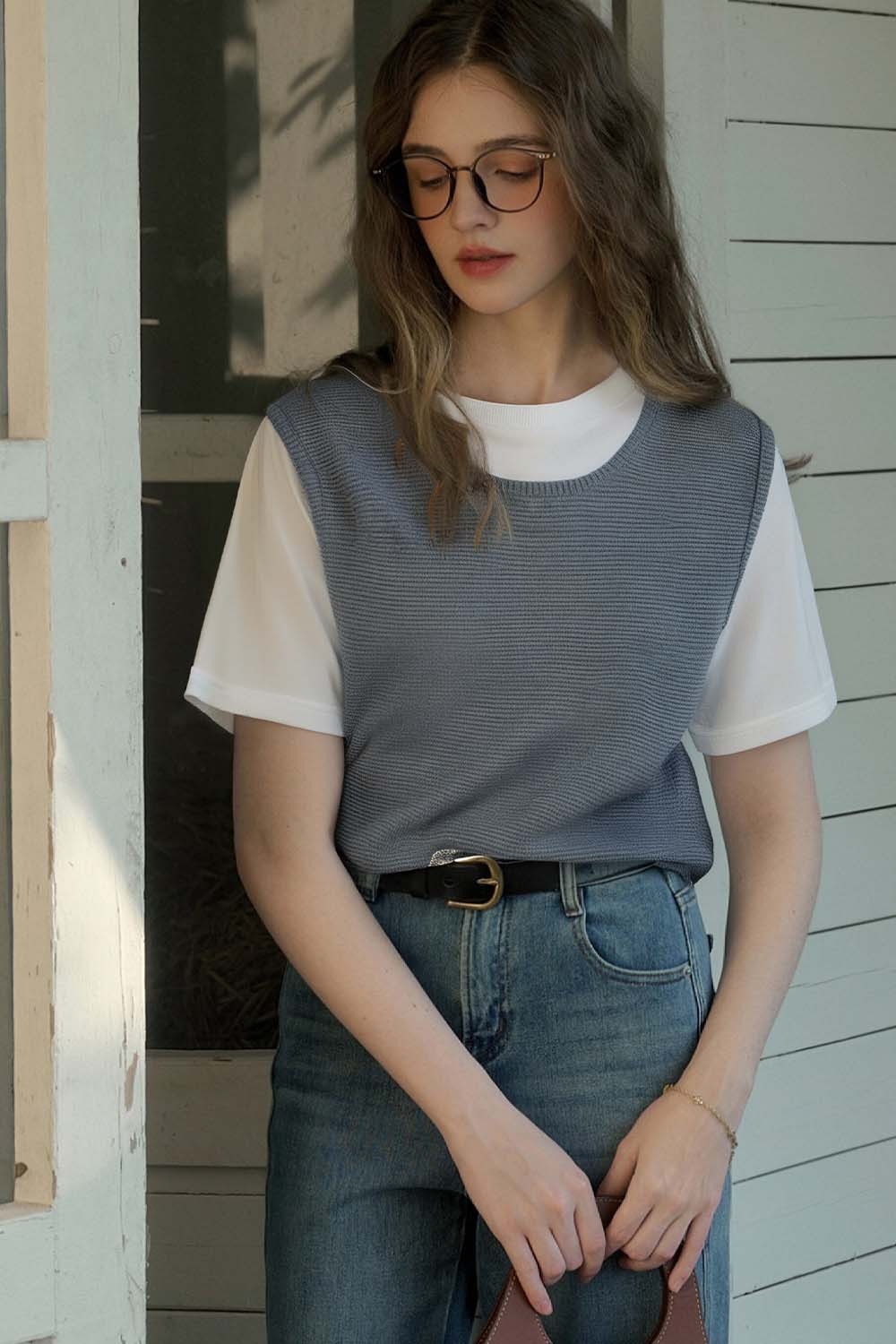 Simple Knit Overlay Top