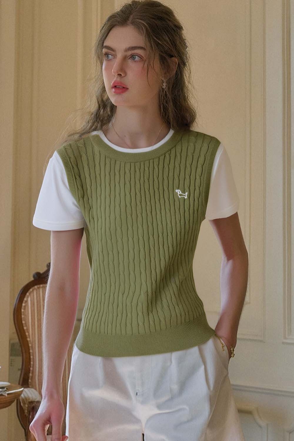 Wool Blend Fake Two-Piece Sweater