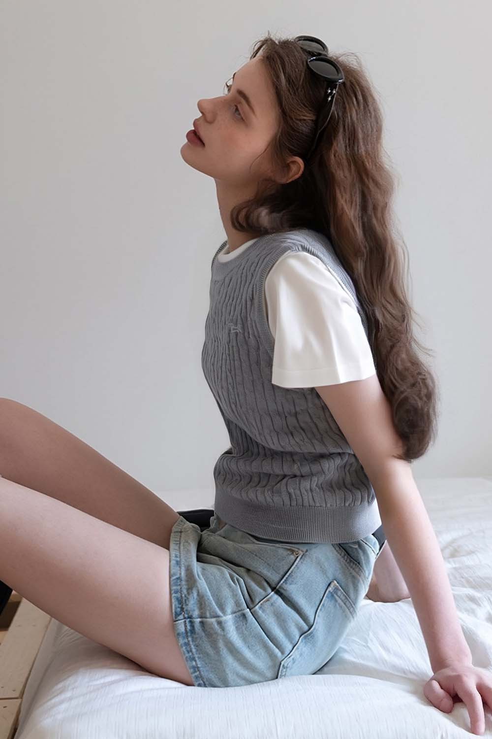 Wool Blend Fake Two-Piece Sweater