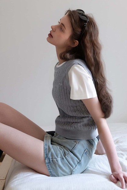 Wool Blend Fake Two-Piece Sweater