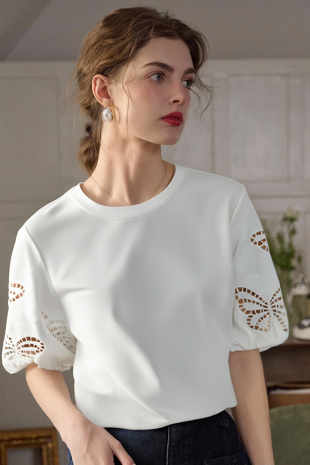 Butterfly Hollow Sleeve T-Shirt
