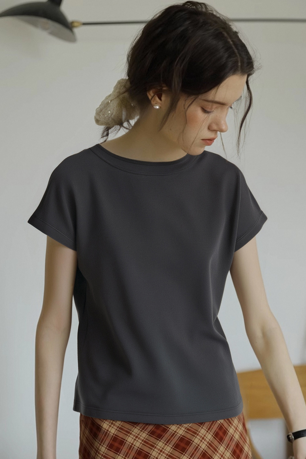 Round Neck Raglan Solid Color T-Shirt