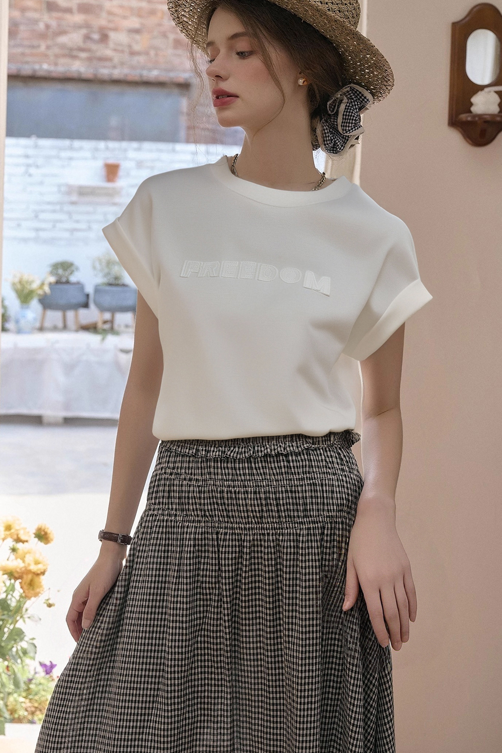 Cotton Folded Sleeve T-Shirt