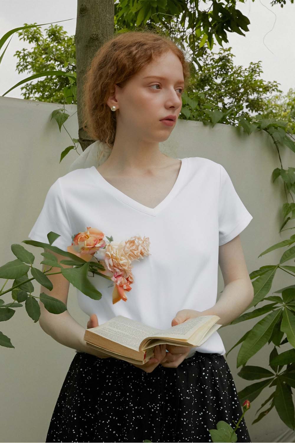 Pure Color V-Neck Casual T-Shirt