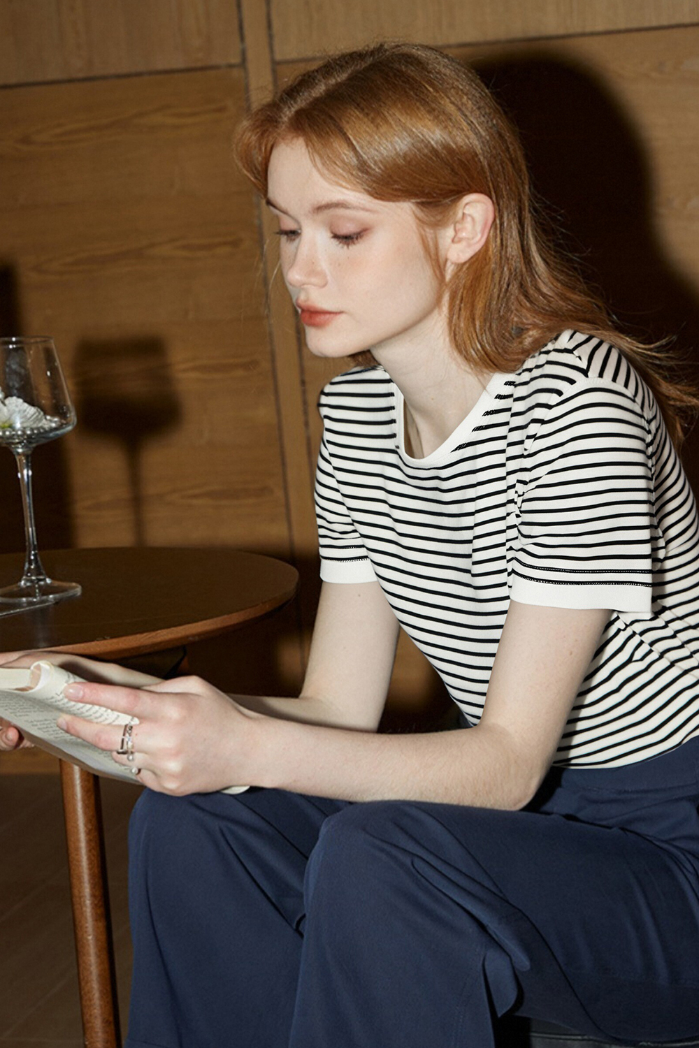 Lycocell Black And White Striped T-Shirt