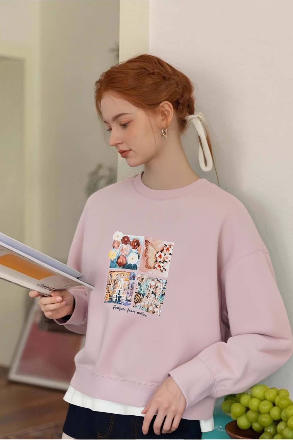 Art Print Crew Neck Sweatshirt
