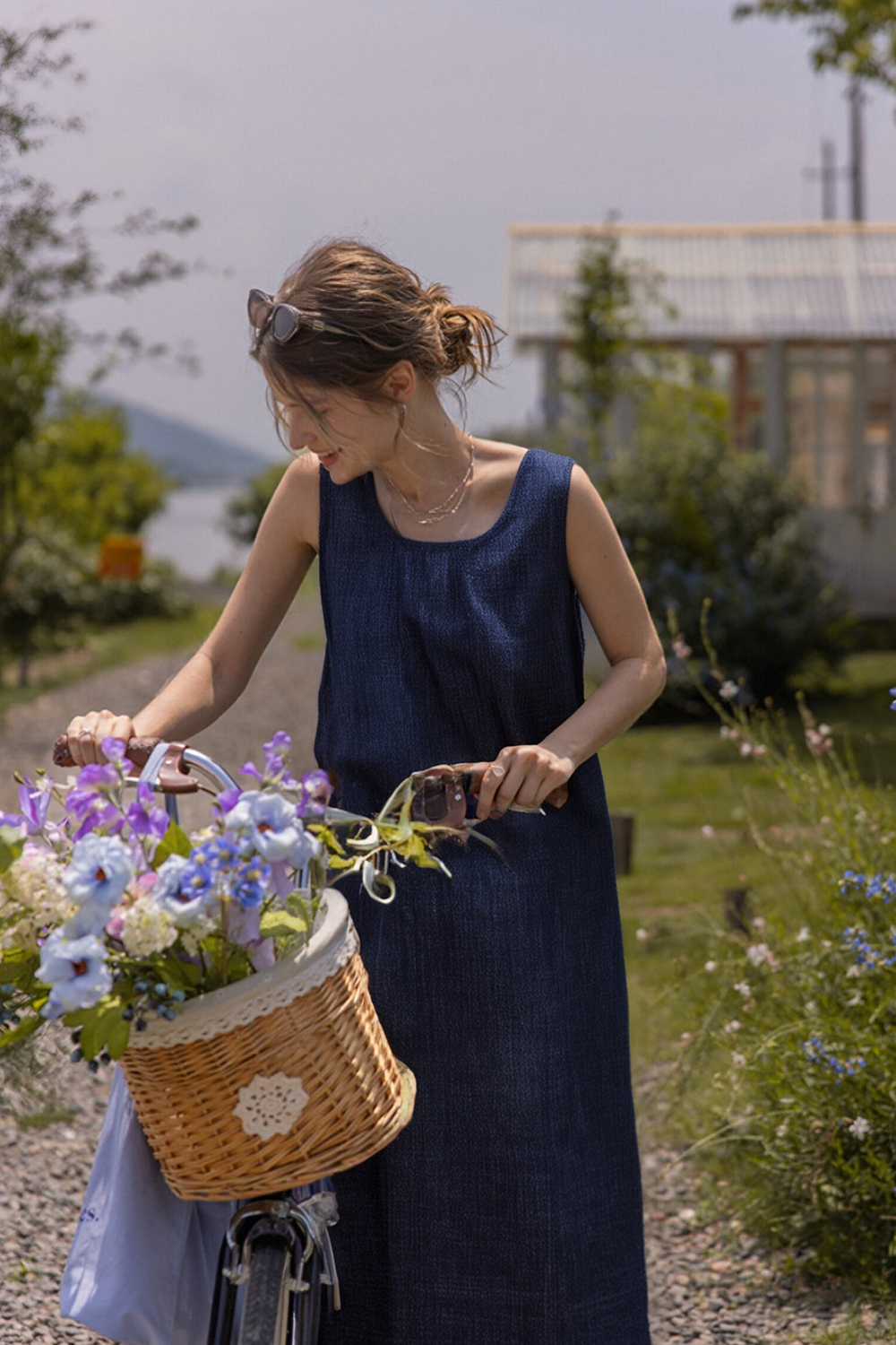 100% Cotton U-Neck Denim Dress