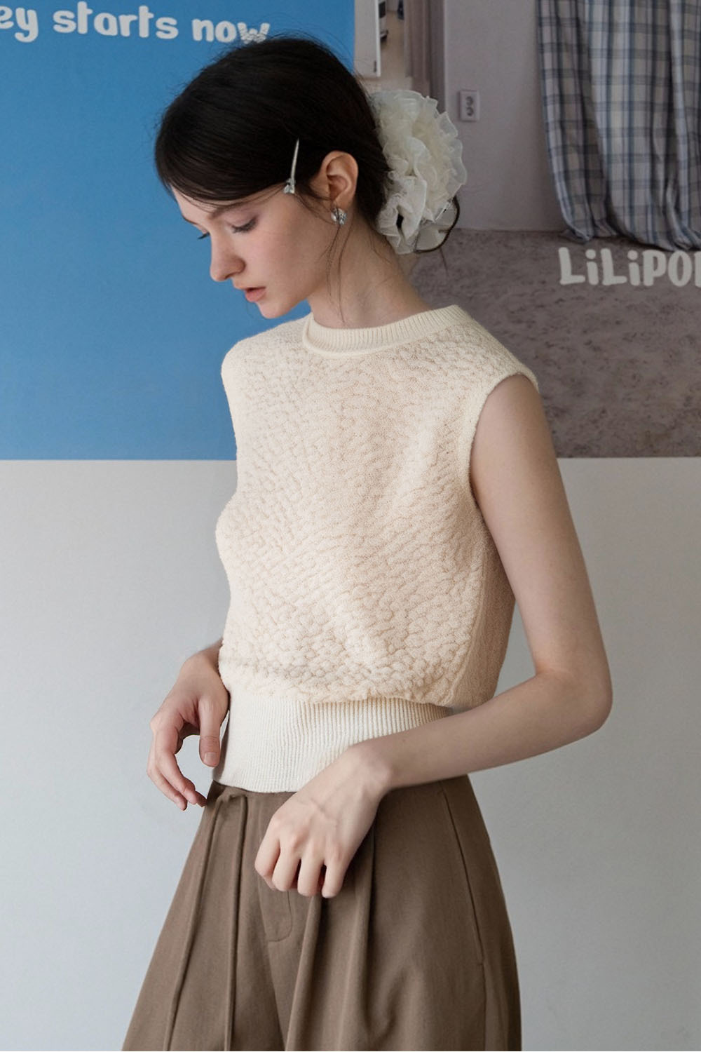 Textured Sleeveless Sweater