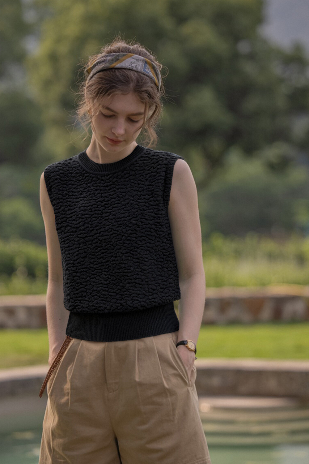 Textured Sleeveless Sweater