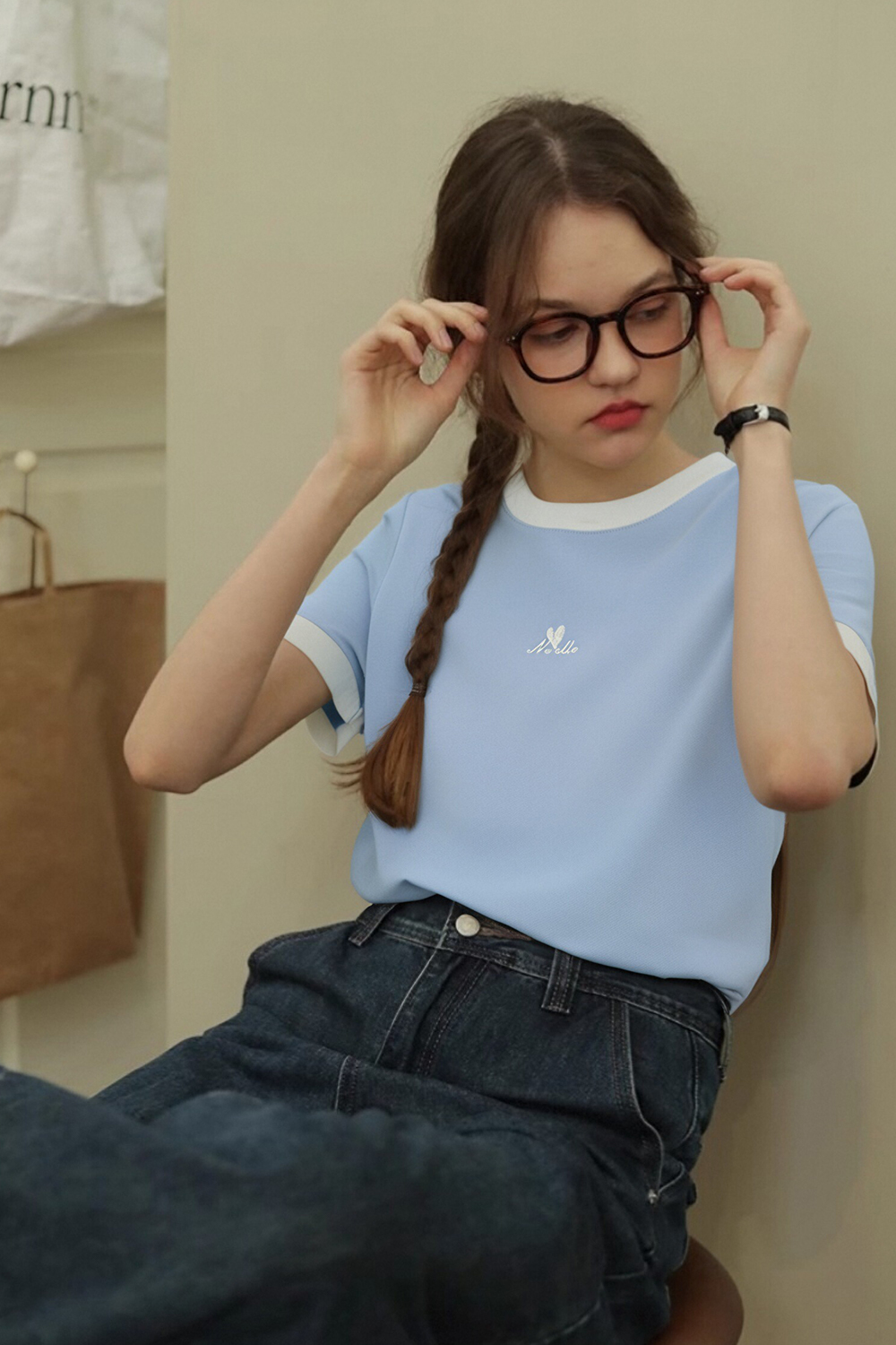 Cotton Blend Straight T-Shirt