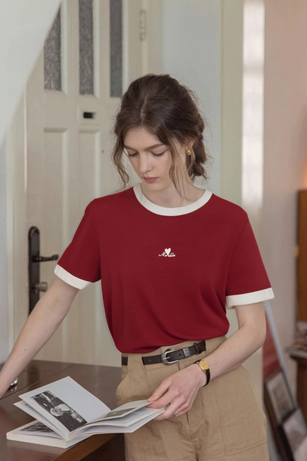 Cotton Blend Straight T-Shirt