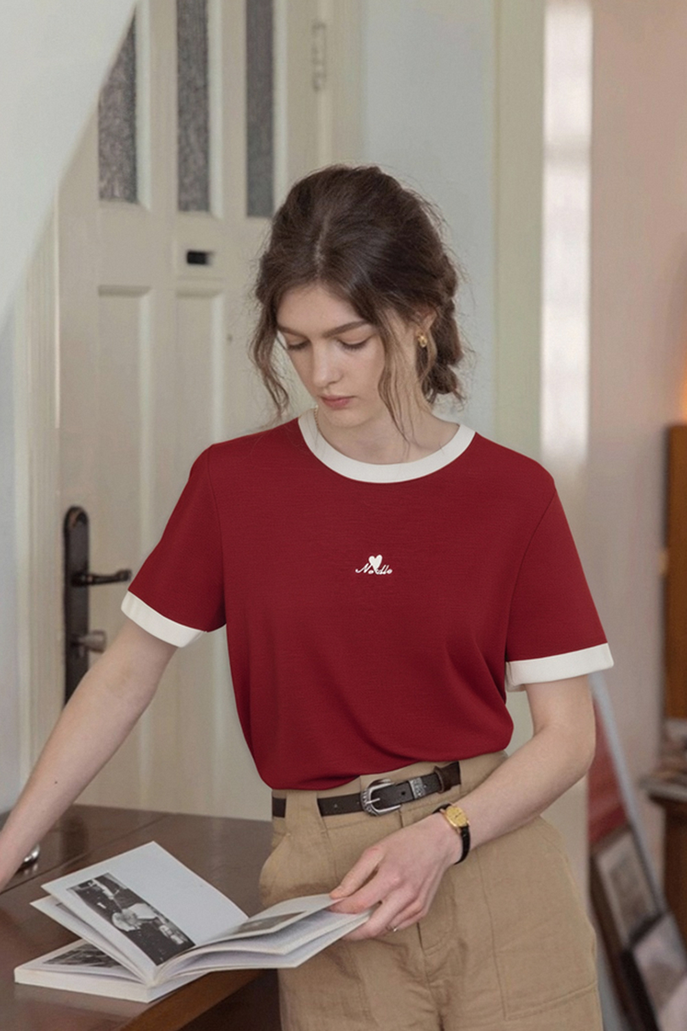 Cotton Blend Straight T-Shirt
