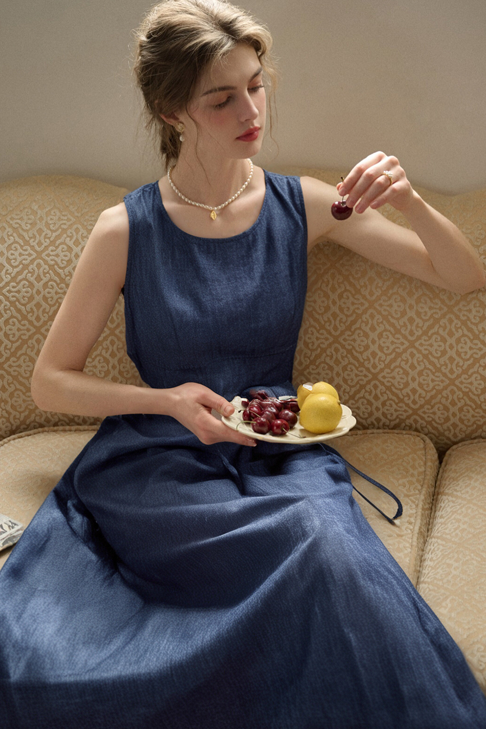 Cotton And Linen Blend Denim Dress