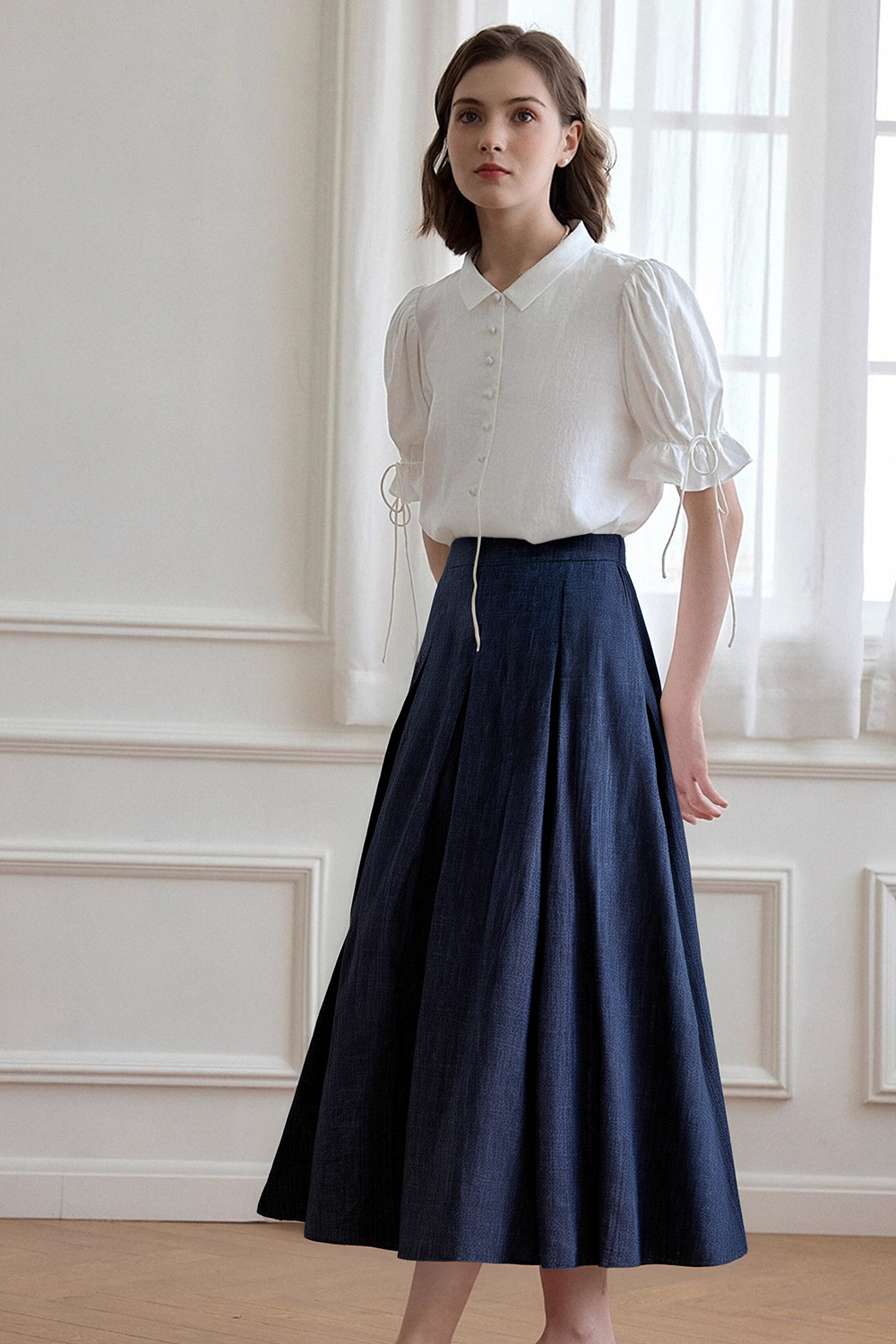 Loose Denim A-Line Skirt