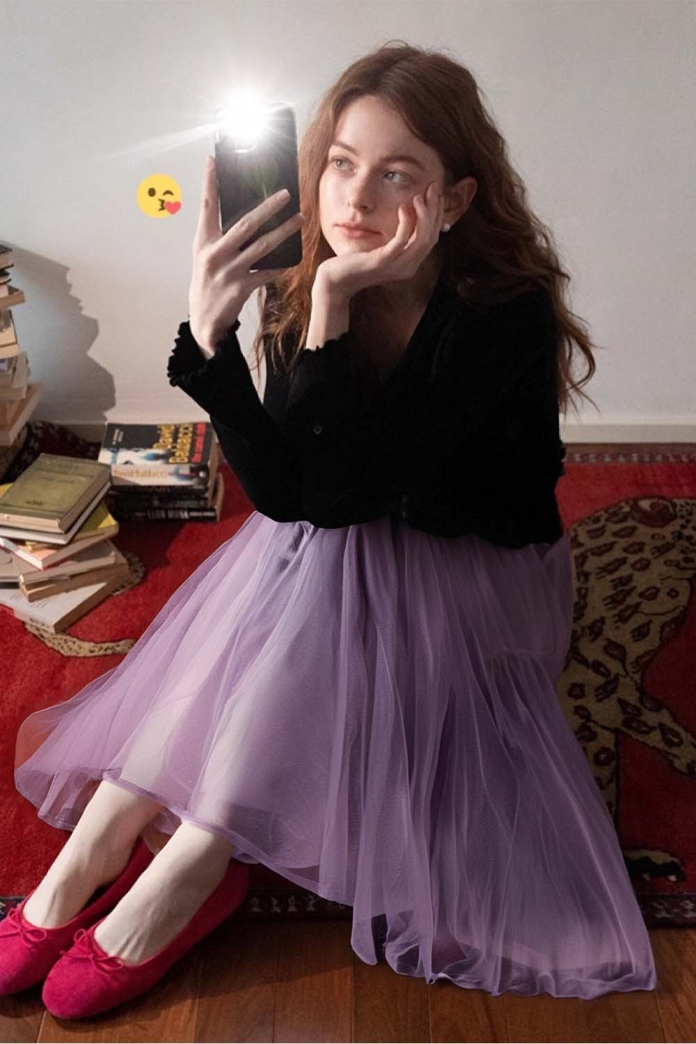 Double-Layered Mesh Puffy Skirt