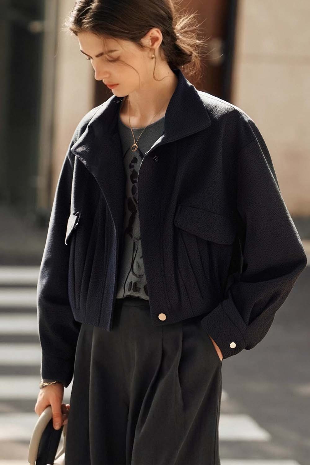 Workwear Style Short Lapel Jacket