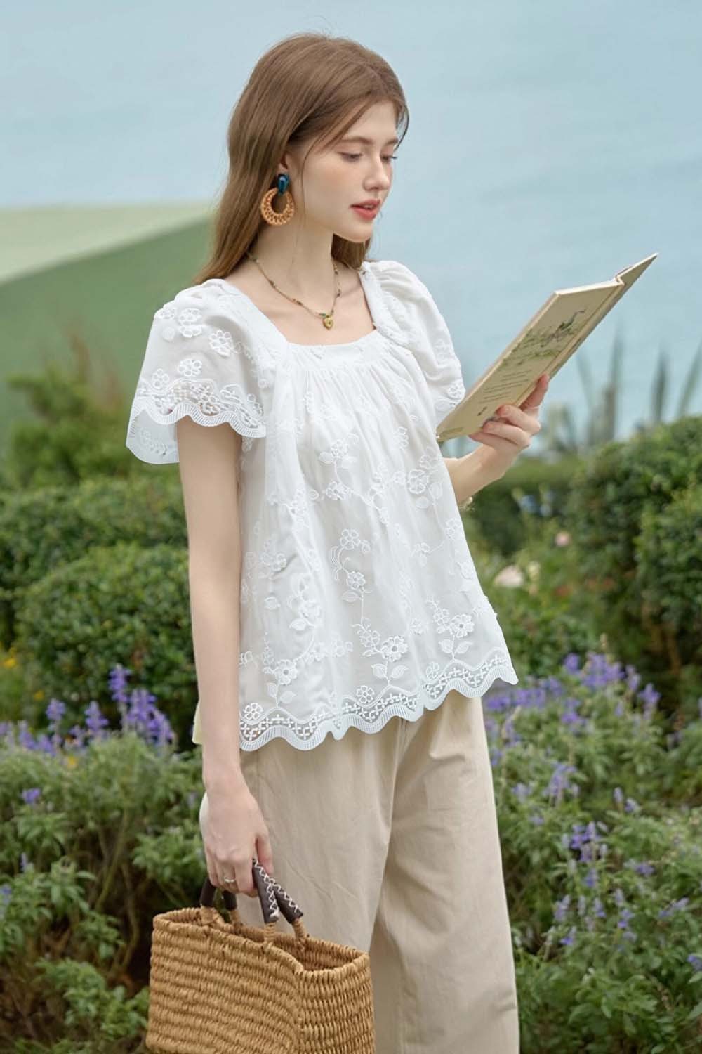 100% Cotton 3D Flower Shirt