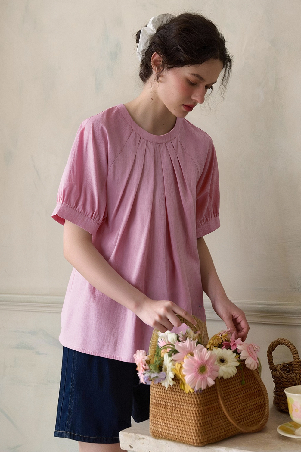 Pleated Collar Shirt