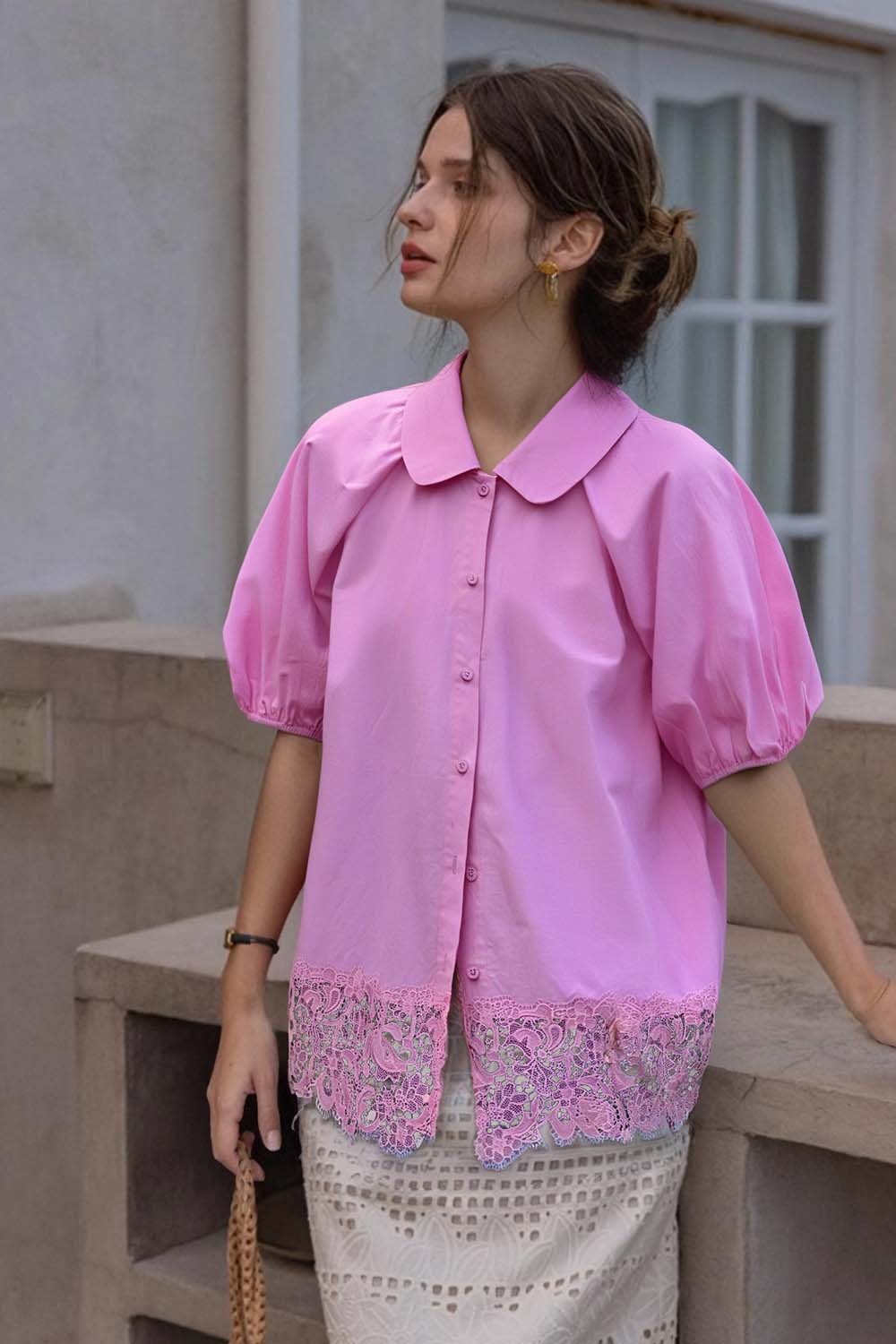 Lace Hem Casual Shirt
