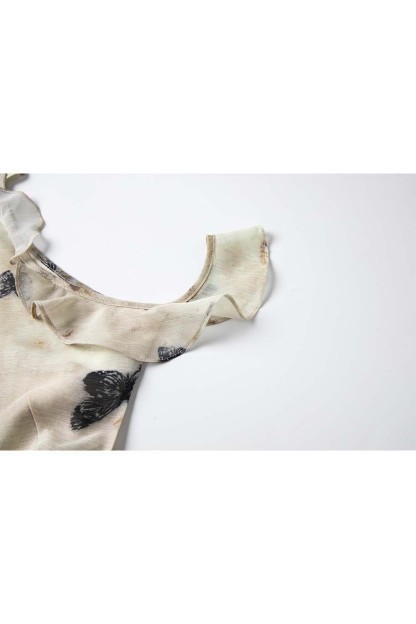 U-Neck Butterfly Suspender Dress