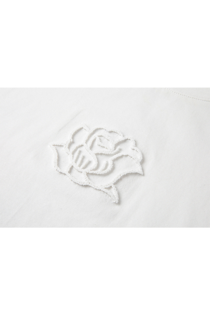 Toothbrush Embroidered Flower Design Loose T-Shirt