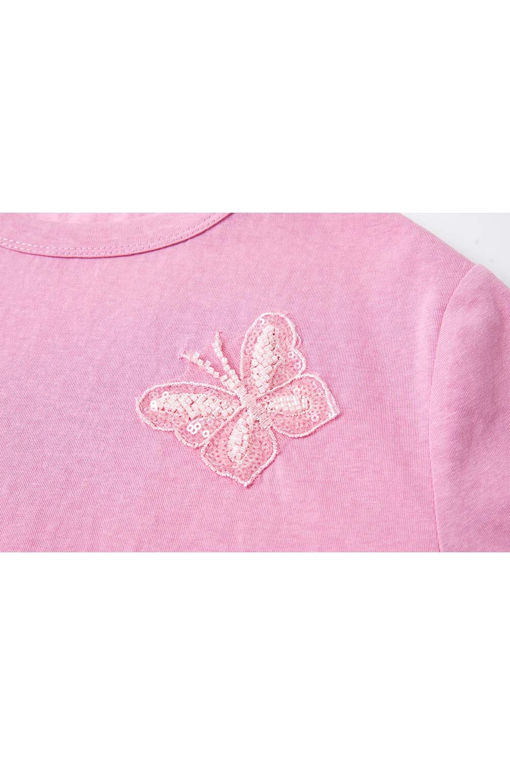 Lace Butterfly Solid Color T-Shirt