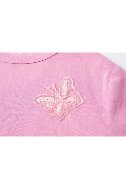 Lace Butterfly Solid Color T-Shirt