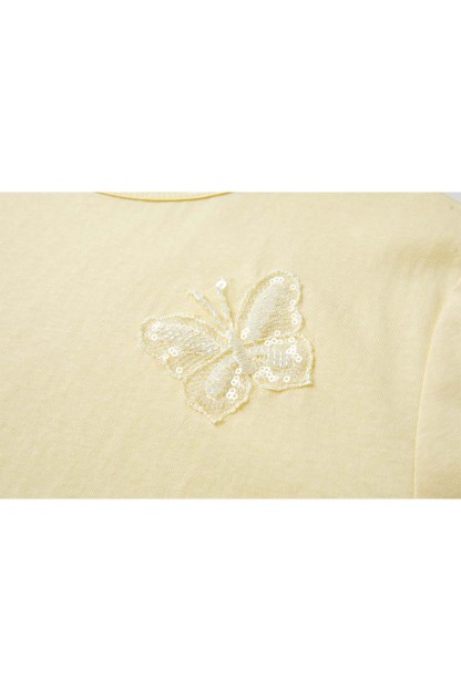 Lace Butterfly Solid Color T-Shirt