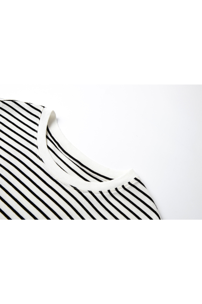 Lycocell Black And White Striped T-Shirt
