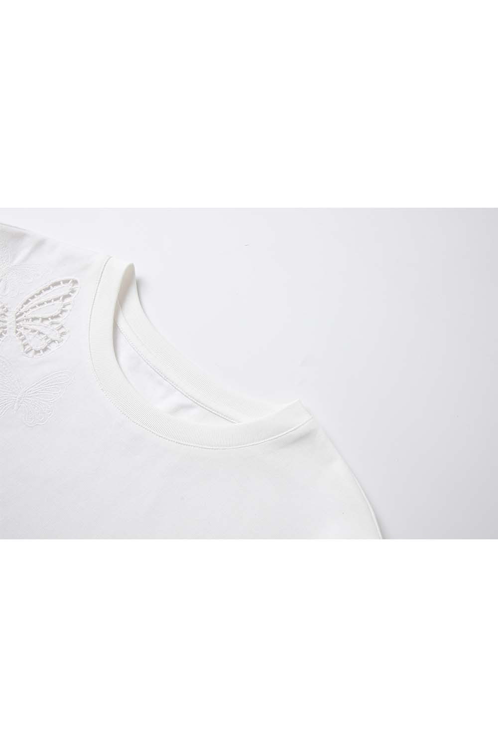 100% Cotton Butterfly Hollow T-Shirt