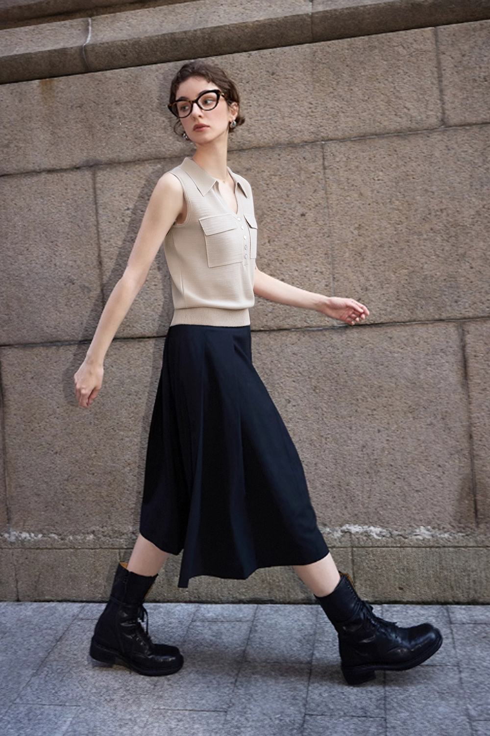 Lapel V-Neck Sweater