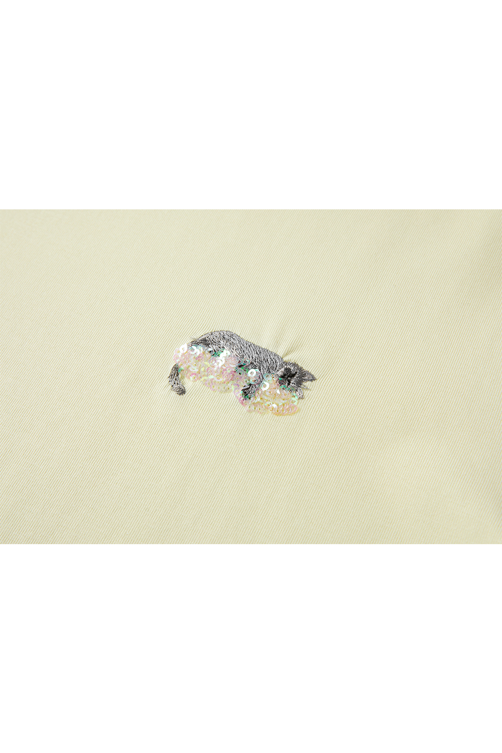 Kitten Sequin Embroidered Straight T-Shirt