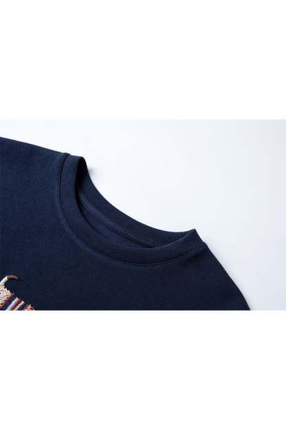 Dachshund Embroidered Round Neck Sweatshirt