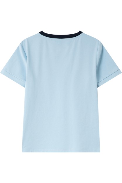 Round Neck Printed Decorative Straight T-Shirt
