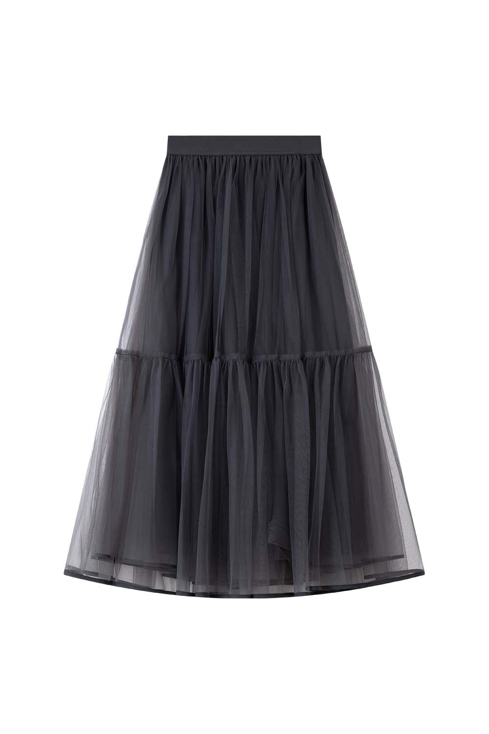 Double-Layered Mesh Puffy Skirt
