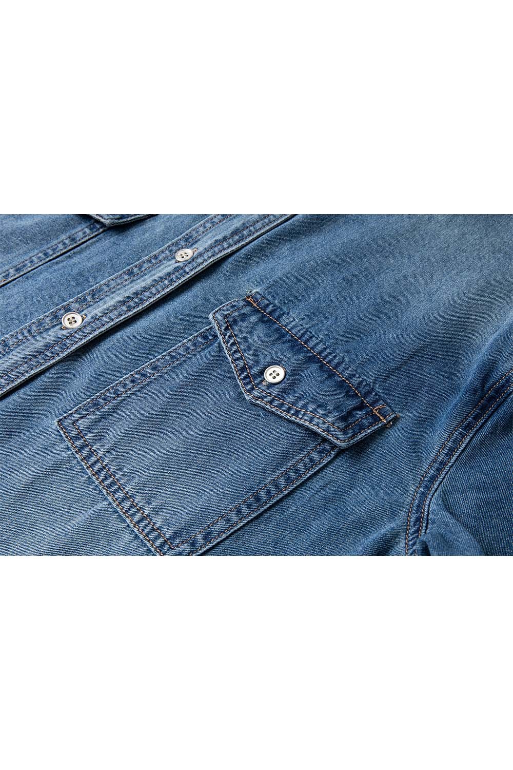 Lapel Cotton Denim Shirt