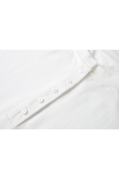 Round Neck Slit Solid Color T-Shirt