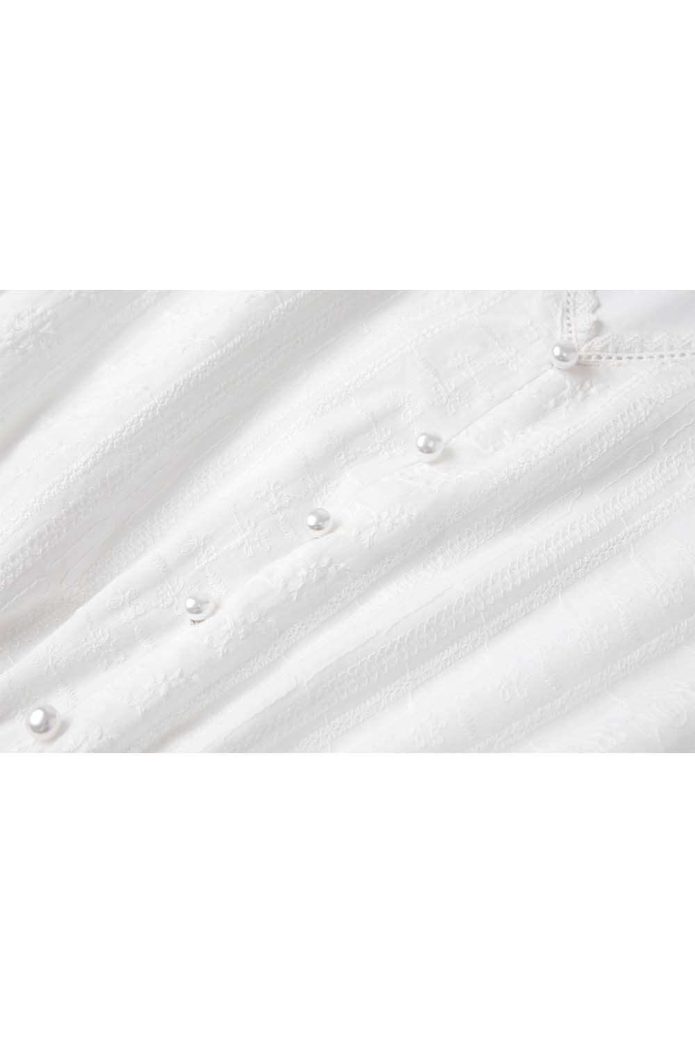 French Cotton Embroidered V-Neck Dress