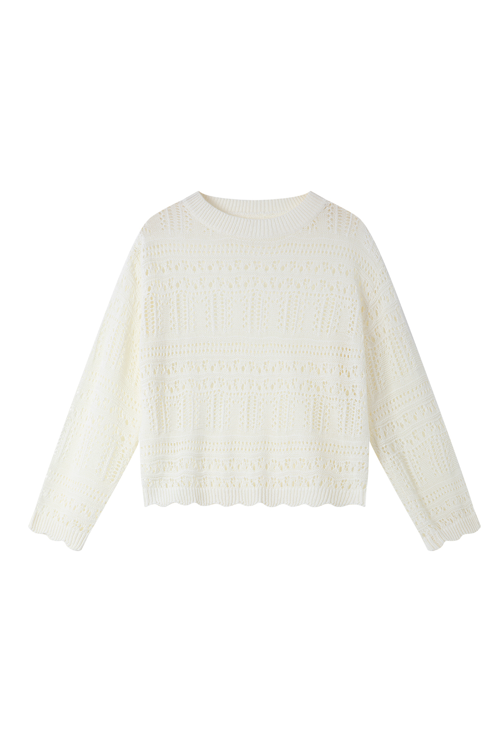 Solid Color Hollow Knit Sweater