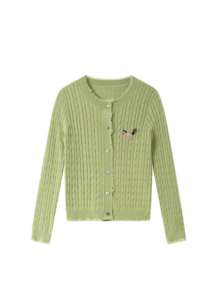 Pony Embroidered Knitted Cardigan