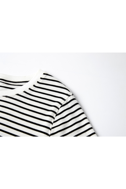 Lycocell Black And White Striped T-Shirt