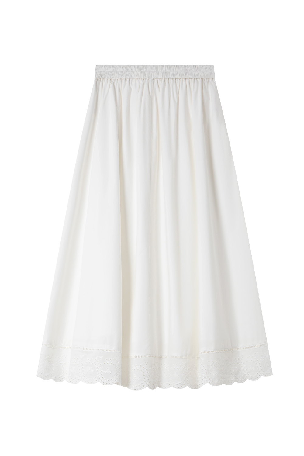 Lace-Edged White Long Skirt