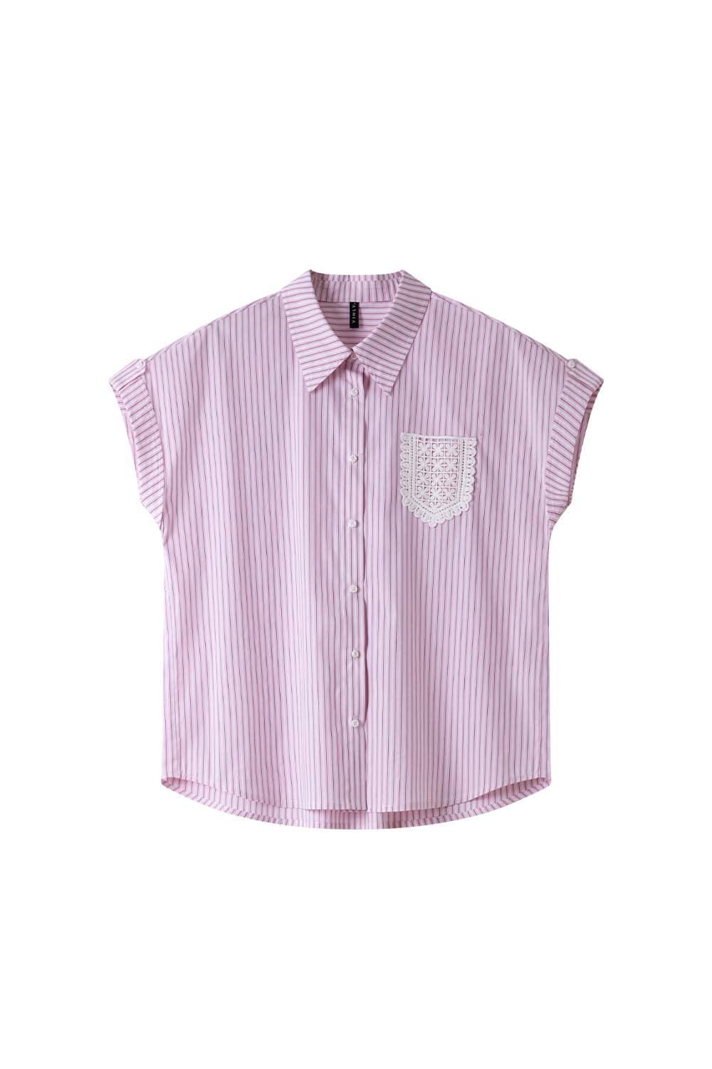 Lace Pocket Striped Shirt