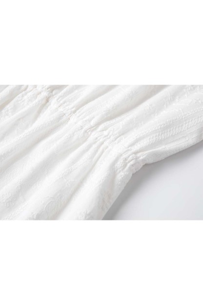 French Cotton Embroidered V-Neck Dress